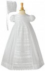 Cotton Baptism Gown with Pin Tucking &amp; Lace Panel