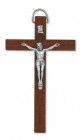 Dark Brown Wood Crucifix with Metal Corpus - 4“H