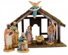 DiGiovanni Nativity Set with Wood Stable - 7 Piece 6“ Tall