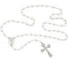 Faux Pearl Rosary with Blessed Mother centerpiece