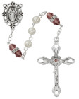 February Birthstone Rosary Amethyst Pearl Glass