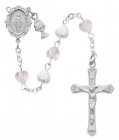 First Communion Pink and White Heart Rosary