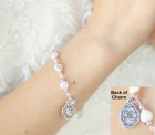 Heart and Pink Glass Bead First Communion Stretch Bracelet
