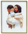 Jesus Hugging Child Gold Frame 11x14 Plaque