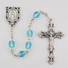 March Aqua Aurora Glass Bead Rosary