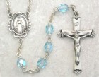 March Birthstone Rosary (Aqua) - Sterling Silver