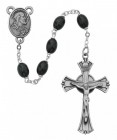 Men's Classic Black Oval Wood Bead Rosary