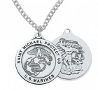 Men's Marines Saint Michael Medal Sterling Silver of Pewter
