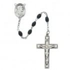 Men's Rosary with Black Glass and Sacred Heart Centerpiece