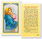 Most Important Person On Earth Laminated Prayer Card
