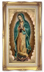 Our Lady of Guadalupe Gold-Leaf Frame with Linen Border Art