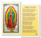 Our Lady of Guadalupe Right to Life Laminated Prayer Card