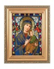 Our Lady of Perpetual Help Gold Frame Stained Glass Effect