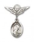 Pin Badge with St. Victoria Charm and Angel with Smaller Wings Badge Pin