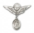 Pin Badge with St. Nicholas Charm and Angel with Larger Wings Badge Pin