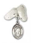 Pin Badge with St. Justin Charm and Baby Boots Pin