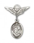 Pin Badge with Our Lady of Mercy Charm and Angel with Smaller Wings Badge Pin
