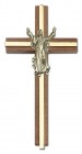 Risen Christ Wall Cross in Walnut and Metal Inlay 6“