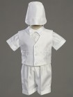 Boy's Embroidered Baptism Shantung Vest and Short Set