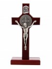 Cherry Wood Standing St. Benedict Crucifix - 6“H