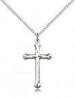 Round Tip with Star Etched Cross Necklace