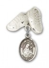 Pin Badge with St. Gertrude of Nivelles Charm and Baby Boots Pin