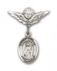 Pin Badge with St. Grace Charm and Angel with Smaller Wings Badge Pin