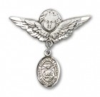 Pin Badge with St. Catherine Laboure Charm and Angel with Larger Wings Badge Pin