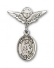 Pin Badge with St. Giles Charm and Angel with Smaller Wings Badge Pin