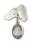 Pin Badge with St. Athanasius Charm and Baby Boots Pin