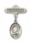 Pin Badge with St. John Bosco Charm and Godchild Badge Pin