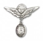 Pin Badge with Marie Magdalen Postel Charm and Angel with Larger Wings Badge Pin