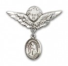 Pin Badge with St. Juan Diego Charm and Angel with Larger Wings Badge Pin