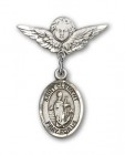Pin Badge with St. Clement Charm and Angel with Smaller Wings Badge Pin