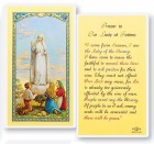 Prayer To Our Lady of Fatima Laminated Prayer Card