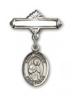 Pin Badge with St. Isaac Jogues Charm and Polished Engravable Badge Pin