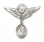Pin Badge with St. Mary Magdalene Charm and Angel with Larger Wings Badge Pin