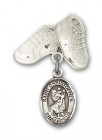 Pin Badge with St. Christopher Charm and Baby Boots Pin