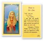 Prayer To Our Lady the Immaculate Heart of Mary Laminated Prayer Card