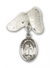 Pin Badge with St. Valentine of Rome Charm and Baby Boots Pin