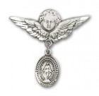 Baby Pin with Miraculous Charm and Angel with Larger Wings Badge Pin