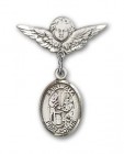 Pin Badge with St. Zita Charm and Angel with Smaller Wings Badge Pin