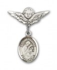 Pin Badge with St. Aloysius Gonzaga Charm and Angel with Smaller Wings Badge Pin