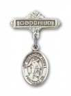 Baby Badge with Guardian Angel Charm and Godchild Badge Pin