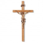 Narrow Crossbar Oak Wall Crucifix - 11 inch