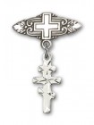 Pin Badge with Greek Orthadox Cross Charm and Badge Pin with Cross