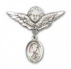 Pin Badge with St. Sarah Charm and Angel with Larger Wings Badge Pin