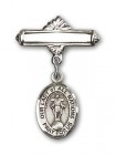 Pin Badge with Our Lady of All Nations Charm and Polished Engravable Badge Pin