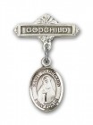 Pin Badge with St. Hildegard Von Bingen Charm and Godchild Badge Pin
