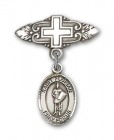 Pin Badge with St. Florian Charm and Badge Pin with Cross